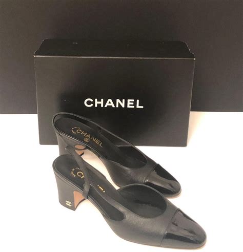 chanel black kitten heels|Chanel slingback online shop.